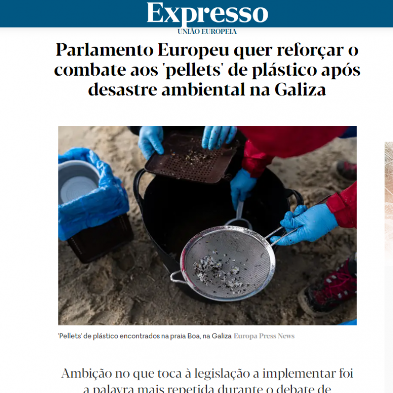 Expresso: Parlamento Europeu quer reforçar o combate aos 'pellets' de plástico após desastre ambiental na Galiza