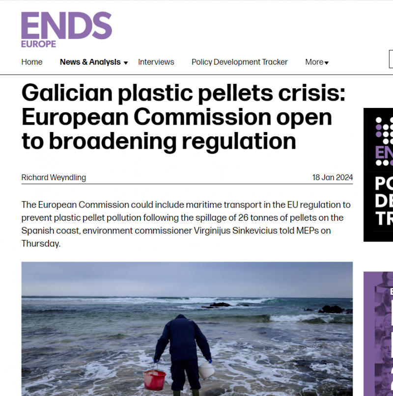 ENDS Europe: Galician plastic pellets crisis: European Commission open to broadening regulation